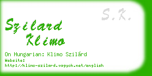 szilard klimo business card